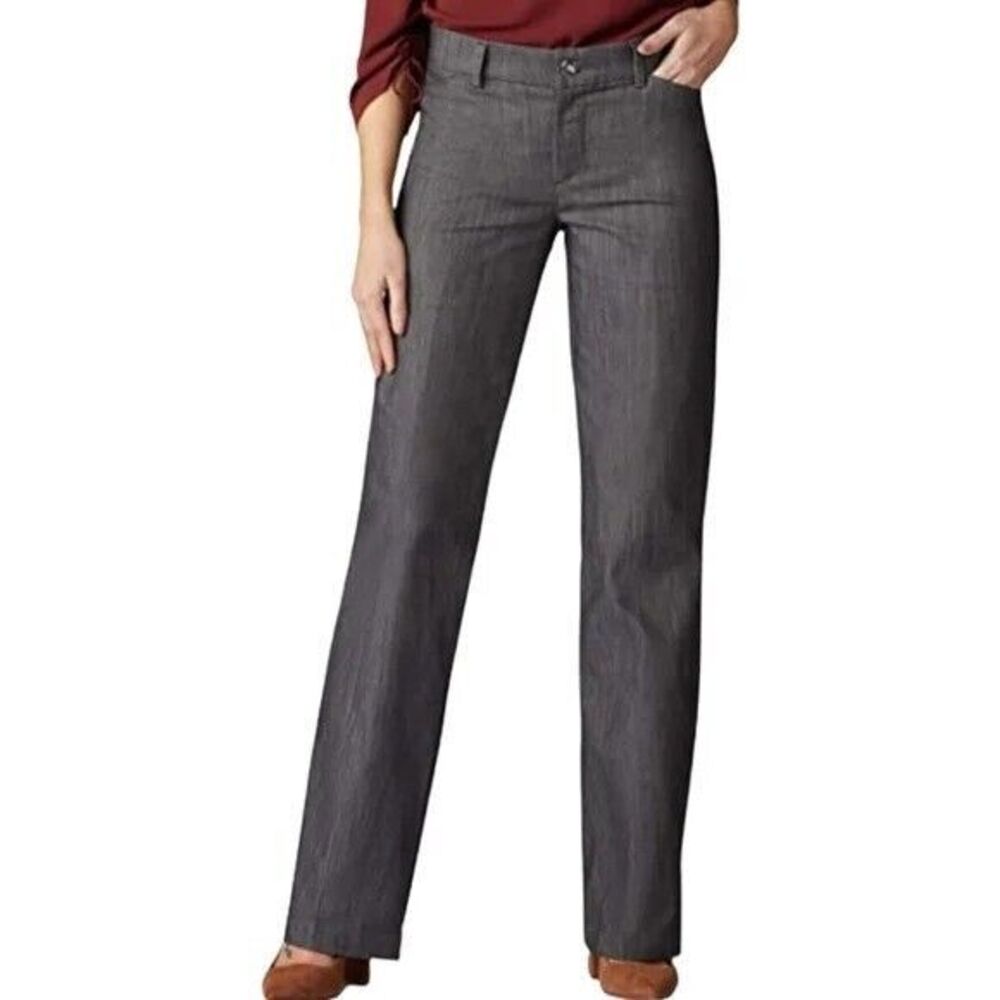 Lee Trousers Women 8 Regular Fit‎ Mid Rise Flex Motion Stretch Gray Hem Altered